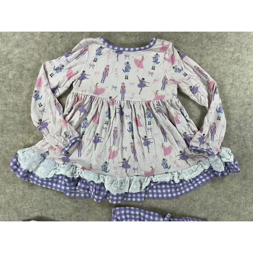 Smocked Sweets Nutcracker Bamboo Lounge Pajama Set Size 3 PLUS Doll gown